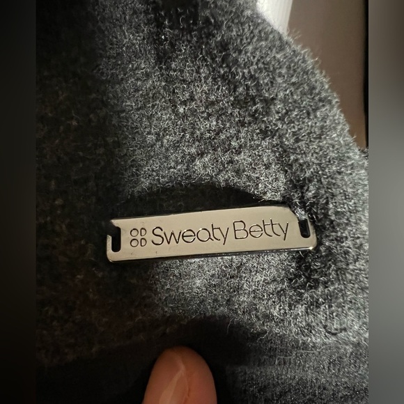 Sweaty Betty black gray colorblock cowl neck drawstring sz XS yoga comfy - Picture 4 of 8